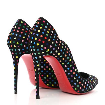 Christian Louboutin Suede Polka Dot Hot Chick 100 Pumps 37.5 Black Multicolor 4 of 8