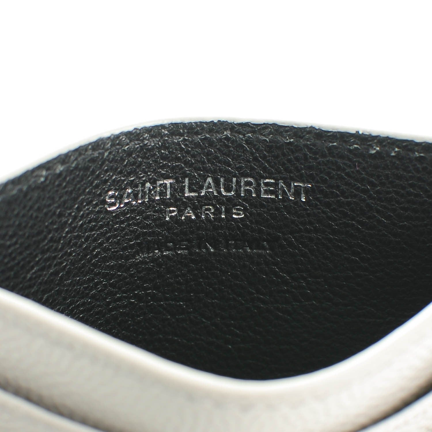 Saint Laurent Grain De Poudre Matelasse Chevron Card Case Light Grey 6 of 7