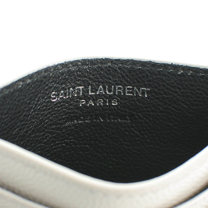 Saint Laurent Grain De Poudre Matelasse Chevron Card Case Light Grey 6 of 7