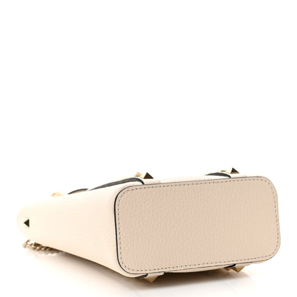 Valentino Garavani Pebbled Calfskin Rockstud North South Crossbody Bag Light Ivory 4 of 9