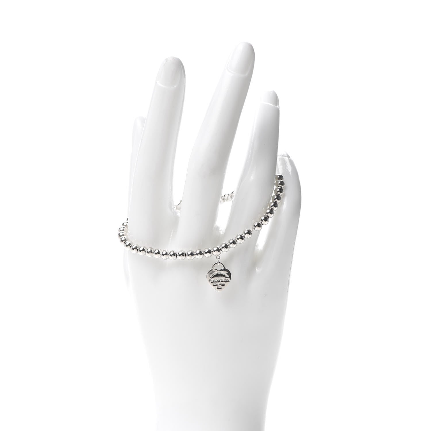 Tiffany Sterling Silver 4mm Return to Tiffany Heart Tag Bead Bracelet 2 of 6