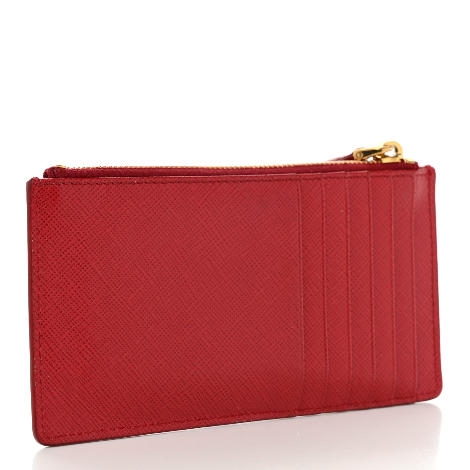 Prada Saffiano Zip Card Holder Fuoco 3 of 7