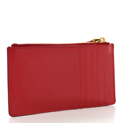 Prada Saffiano Zip Card Holder Fuoco 3 of 7