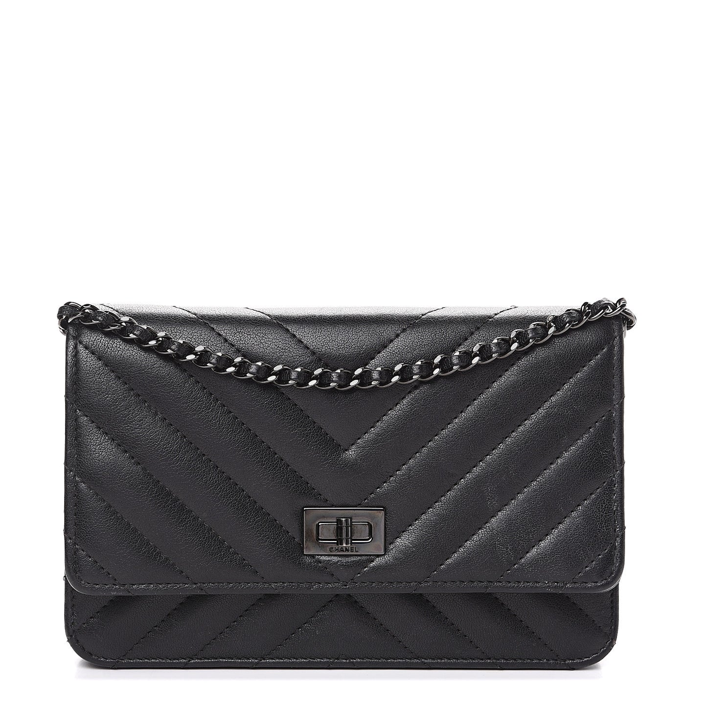 Sheepskin Chevron Quilted Reissue Wallet On Chain WOC So Black