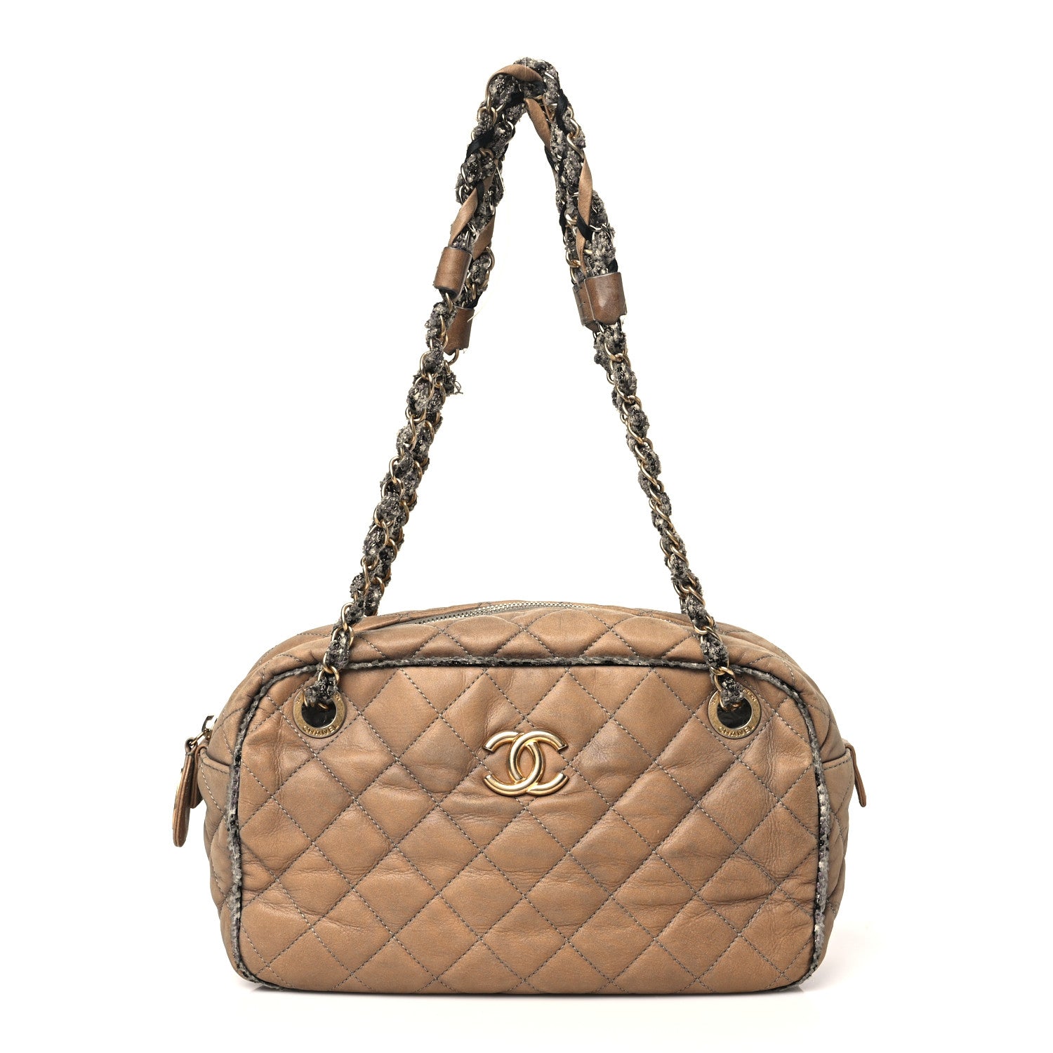 Chanel Iridescent Calfskin Tweed Bowler Bag Brown 1 of 10