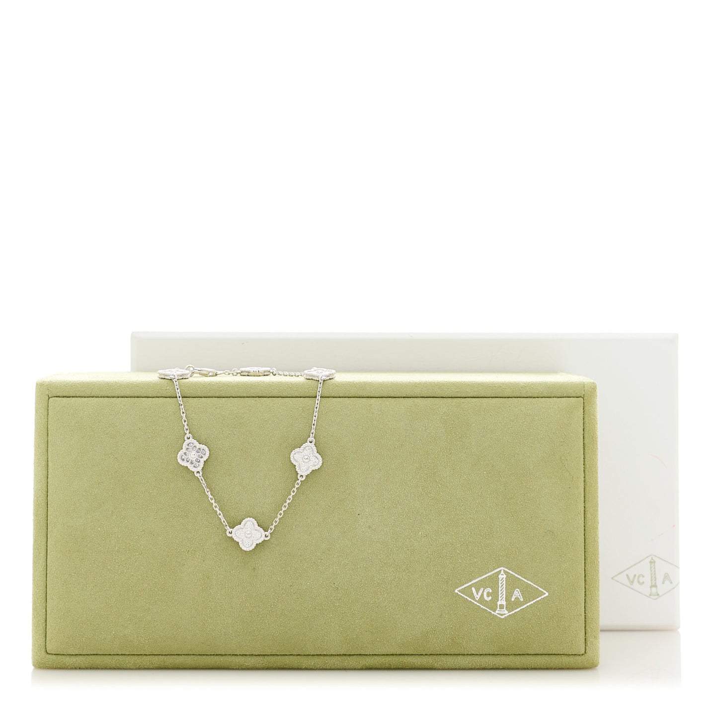18K White Gold Diamond 6 Motifs Sweet Alhambra Bracelet