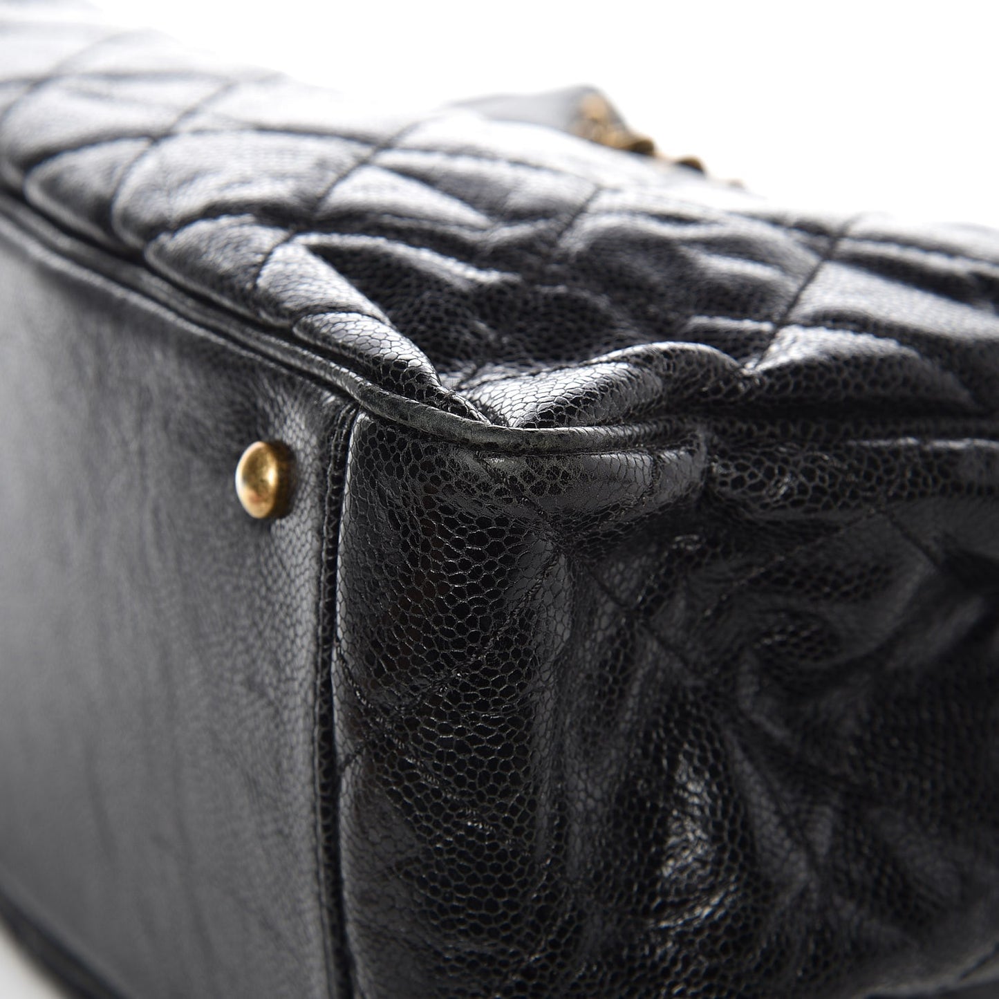 Glazed Caviar Quilted Small Shiva Tote Black