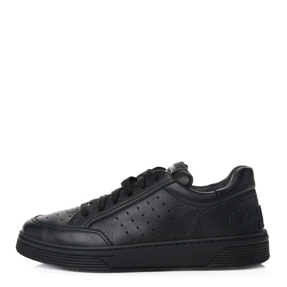 Chanel Calfskin Womens Logo Sneakers 39.5 Black 1 of 9