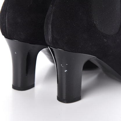 Louis Vuitton Suede Monogram Uniformes Cap Toe Chelsea 75mm Ankle Boots 38.5 Black 10 of 11