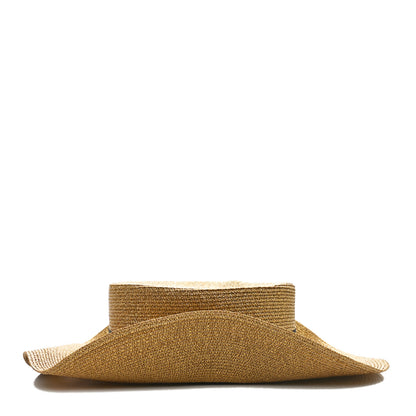 Gucci Glittered Straw Grosgrain Wide Brim Hat Gold Black 5 of 9