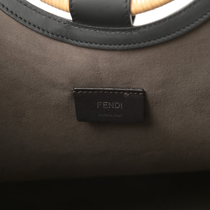 Fendi Vitello Century Wicker FF 1974 Embossed Large Runaway Shopper Tote Black 6 of 12