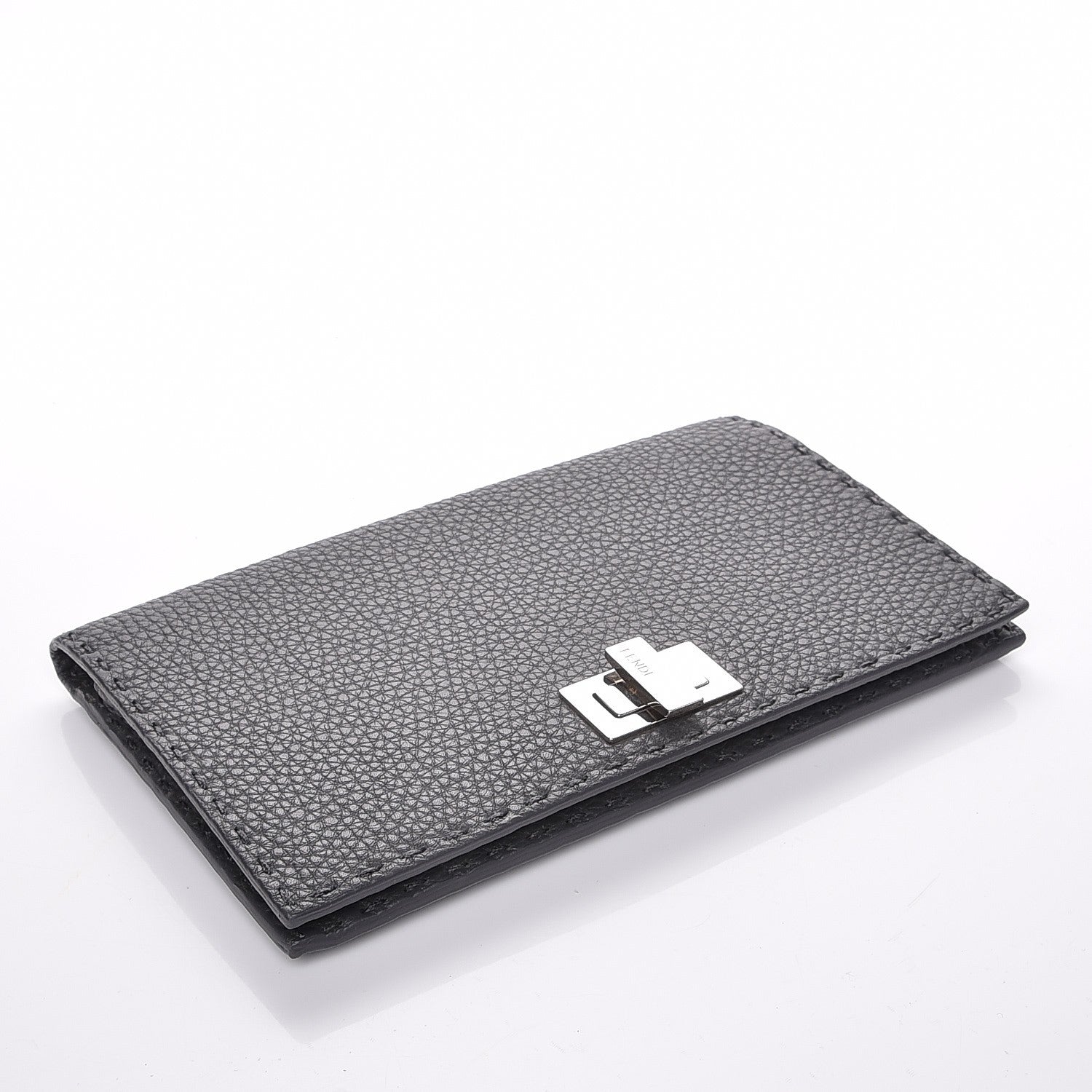 Fendi Cuoio Romano Selleria Mini Peekaboo Clutch Wallet Asfalto 4 of 9