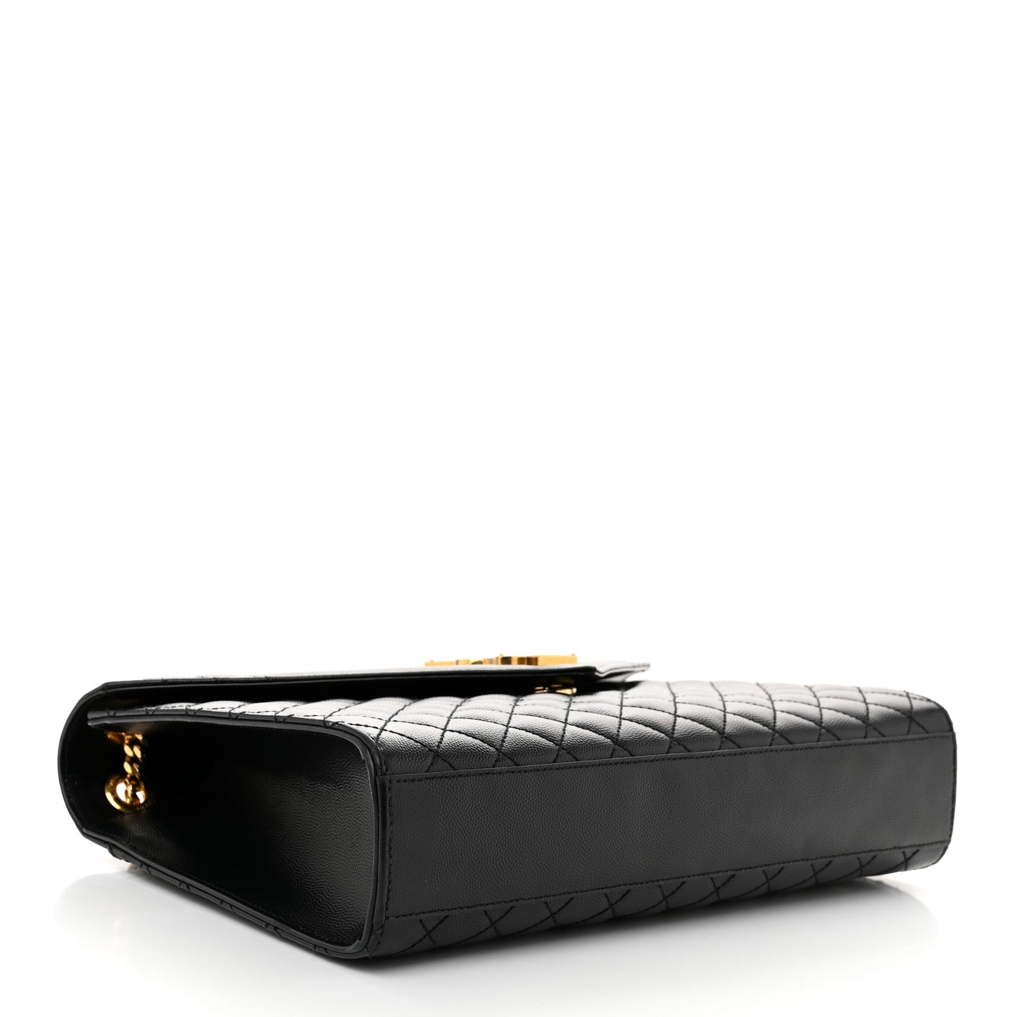 Grain De Poudre Textured Mixed Matelasse Large Triquilt Monogram Satchel Black