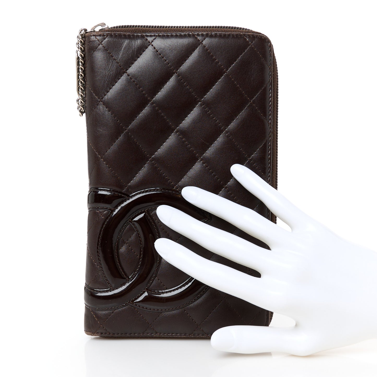 Calfskin Cambon Zip Around Organizer Wallet Brown
