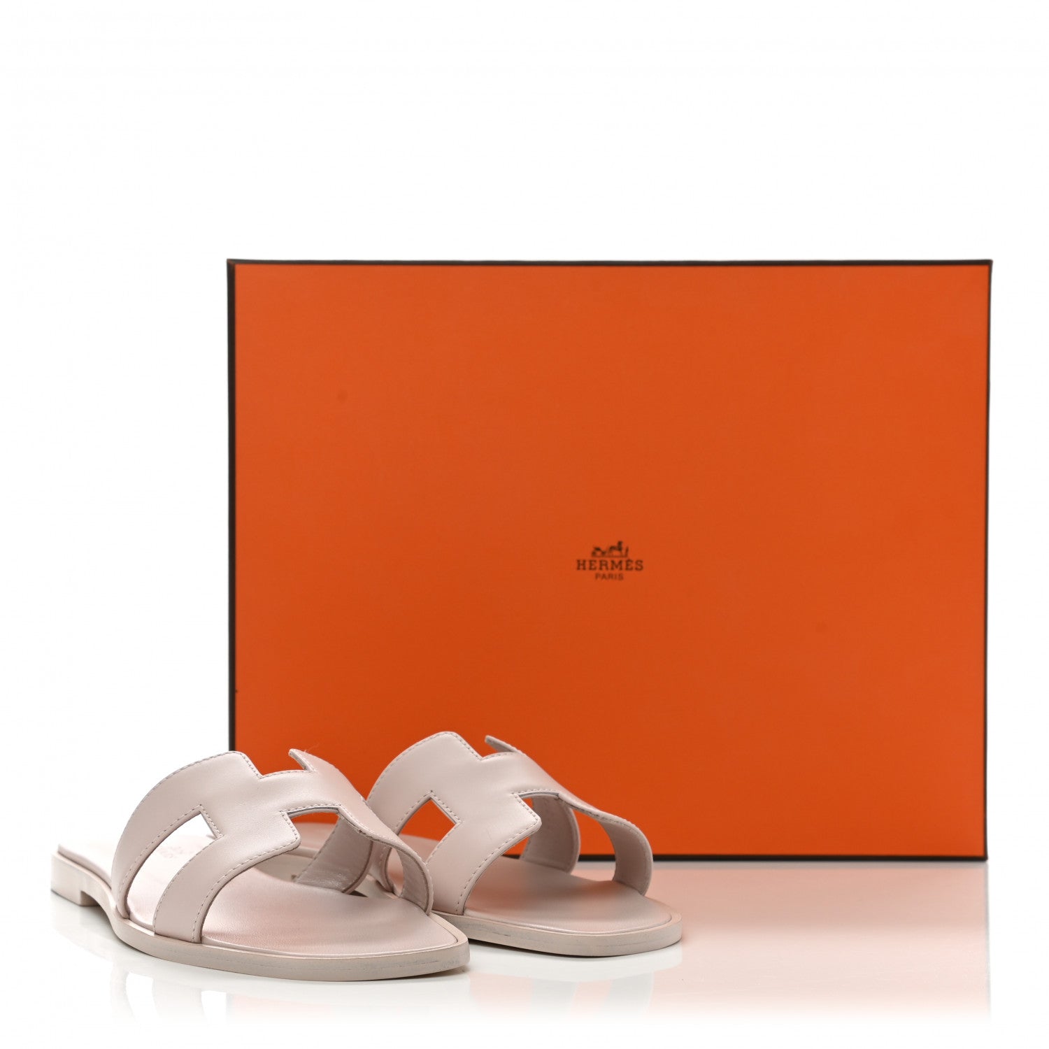Hermes Box Calfskin Oran Sandals 36.5 Rose Pale 9 of 9