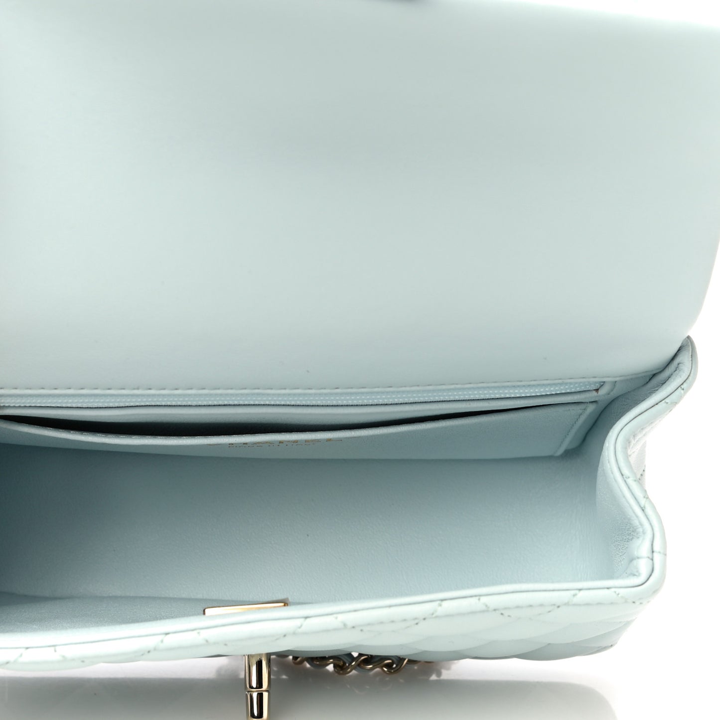 Lambskin Quilted Mini Top Handle Rectangular Flap Light Blue