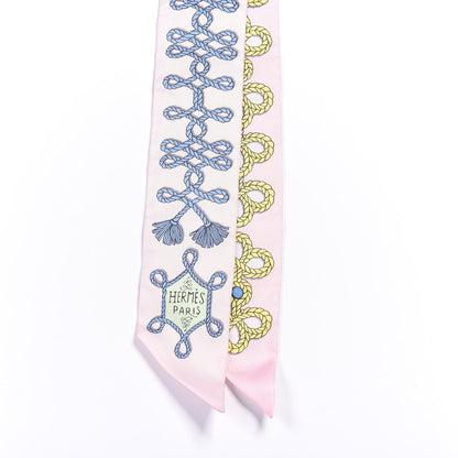 Hermes Silk Galons Et Brandebourg Twilly Rose Pale Bleu Jean 2 of 4