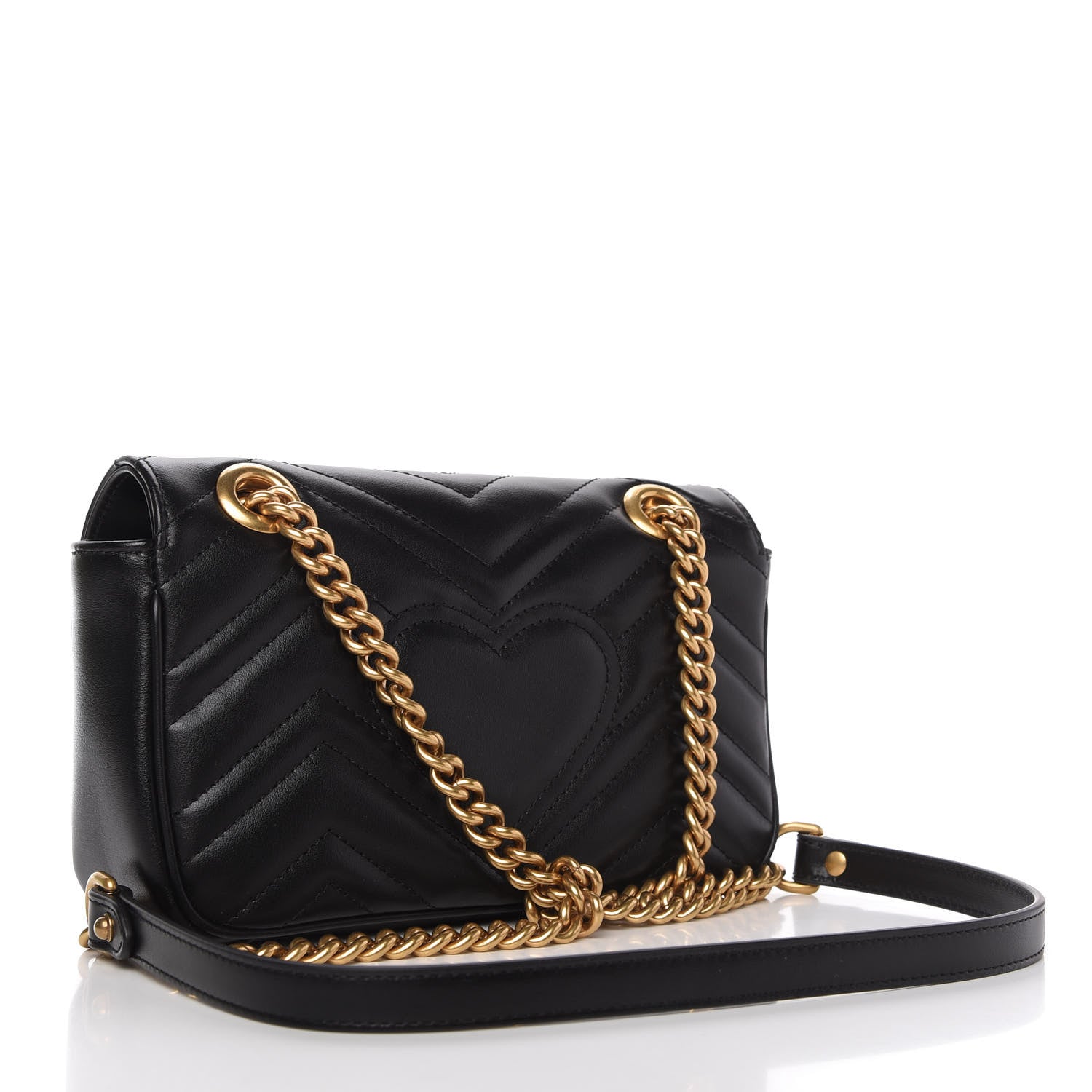 Gucci Calfskin Matelasse Mini GG Marmont Shoulder Bag Black 3 of 11
