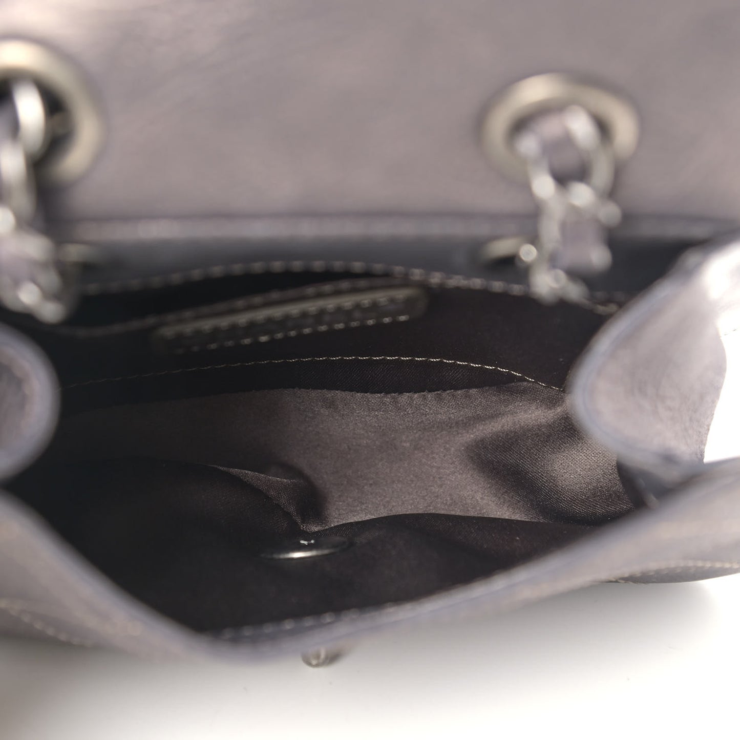 Metallic Calfskin Small Coco Twin Flap Dark Grey