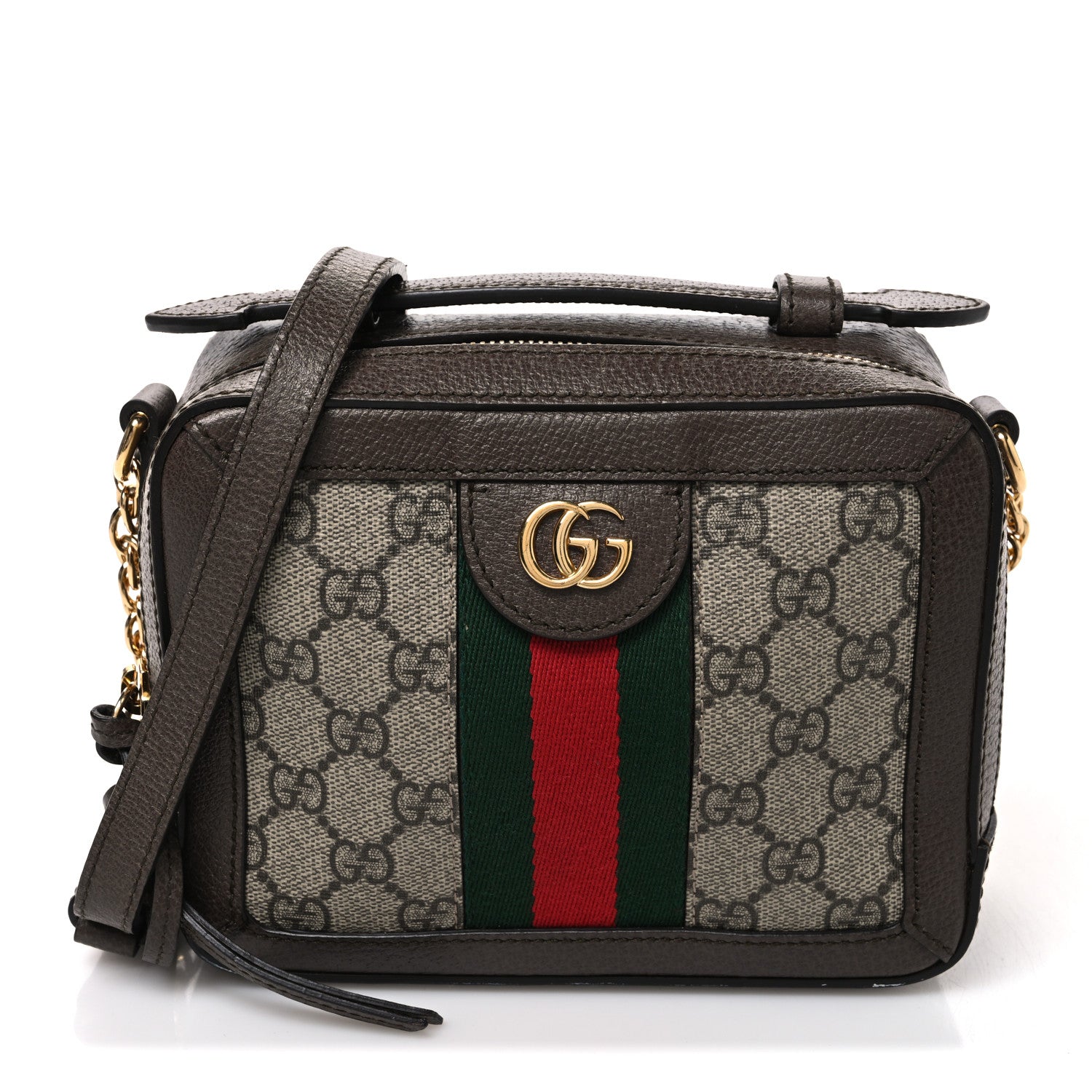 Gucci GG Supreme Monogram Mini Ophidia Top Handle Shoulder Bag Brown 1 of 11