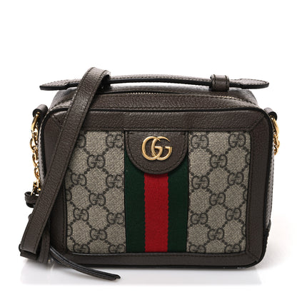 Gucci GG Supreme Monogram Mini Ophidia Top Handle Shoulder Bag Brown 1 of 11