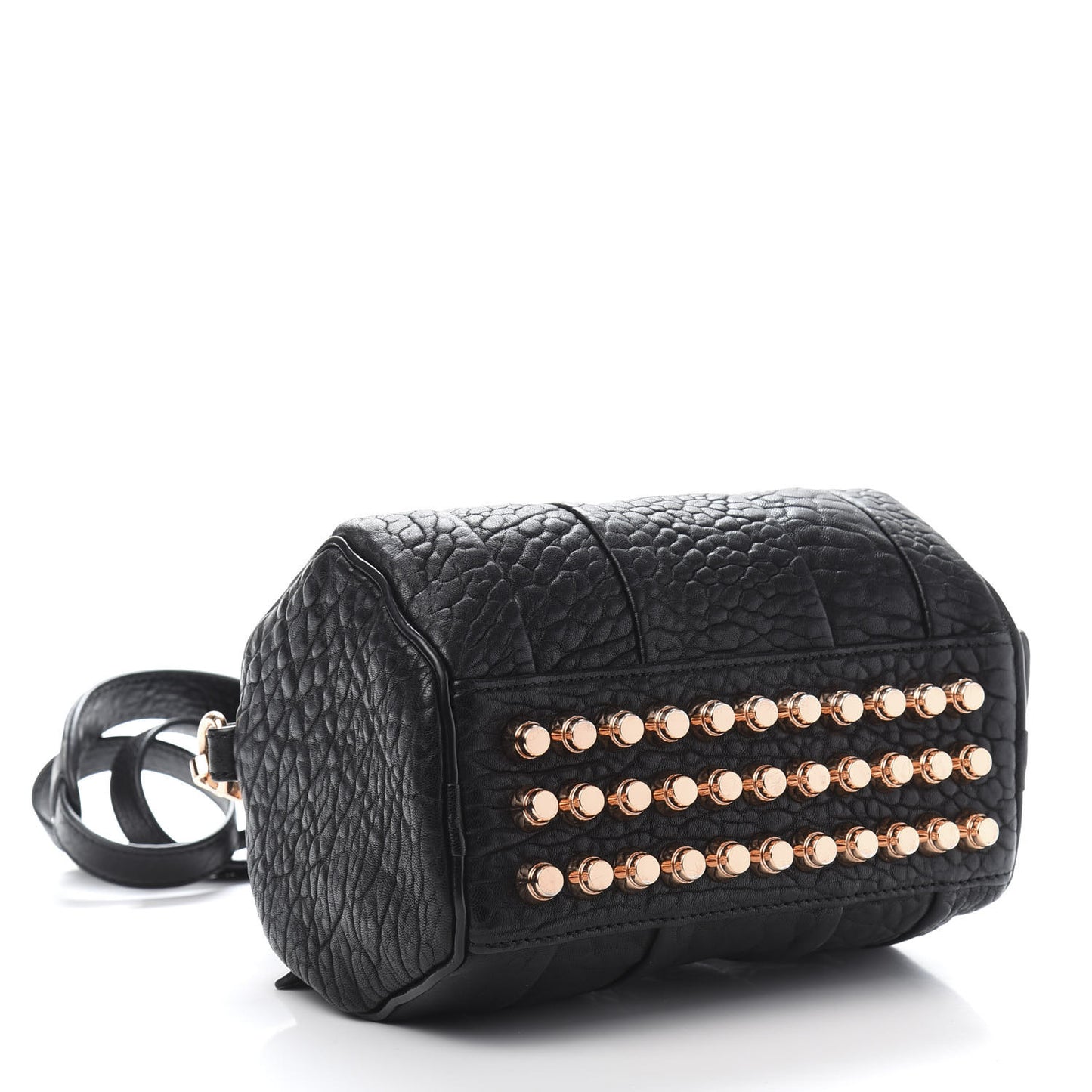 Pebbled Lambskin Mini Rockie Black Rose Gold Hardware