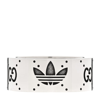 Gucci X ADIDAS Sterling Silver Trefoil GG Monogram Band Ring 53 6.5 3 of 7