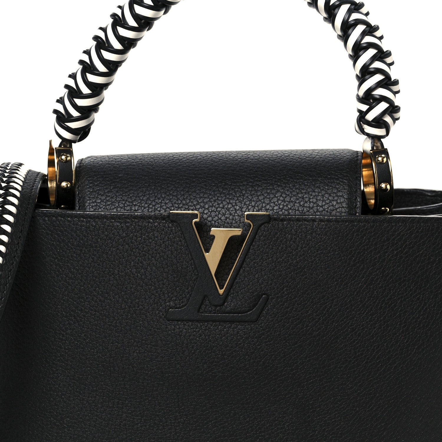 Louis Vuitton Taurillon Capucines Black White 7 of 9