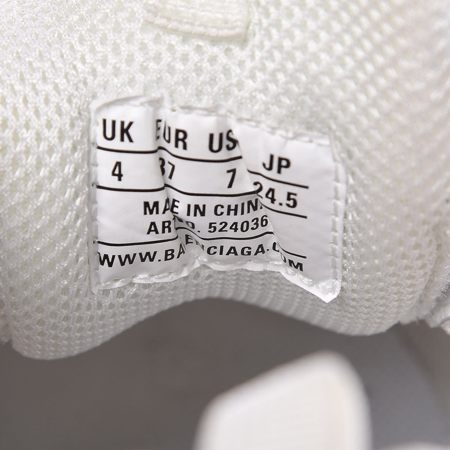 Fabric Mesh Womens Triple S Sneakers 37 White