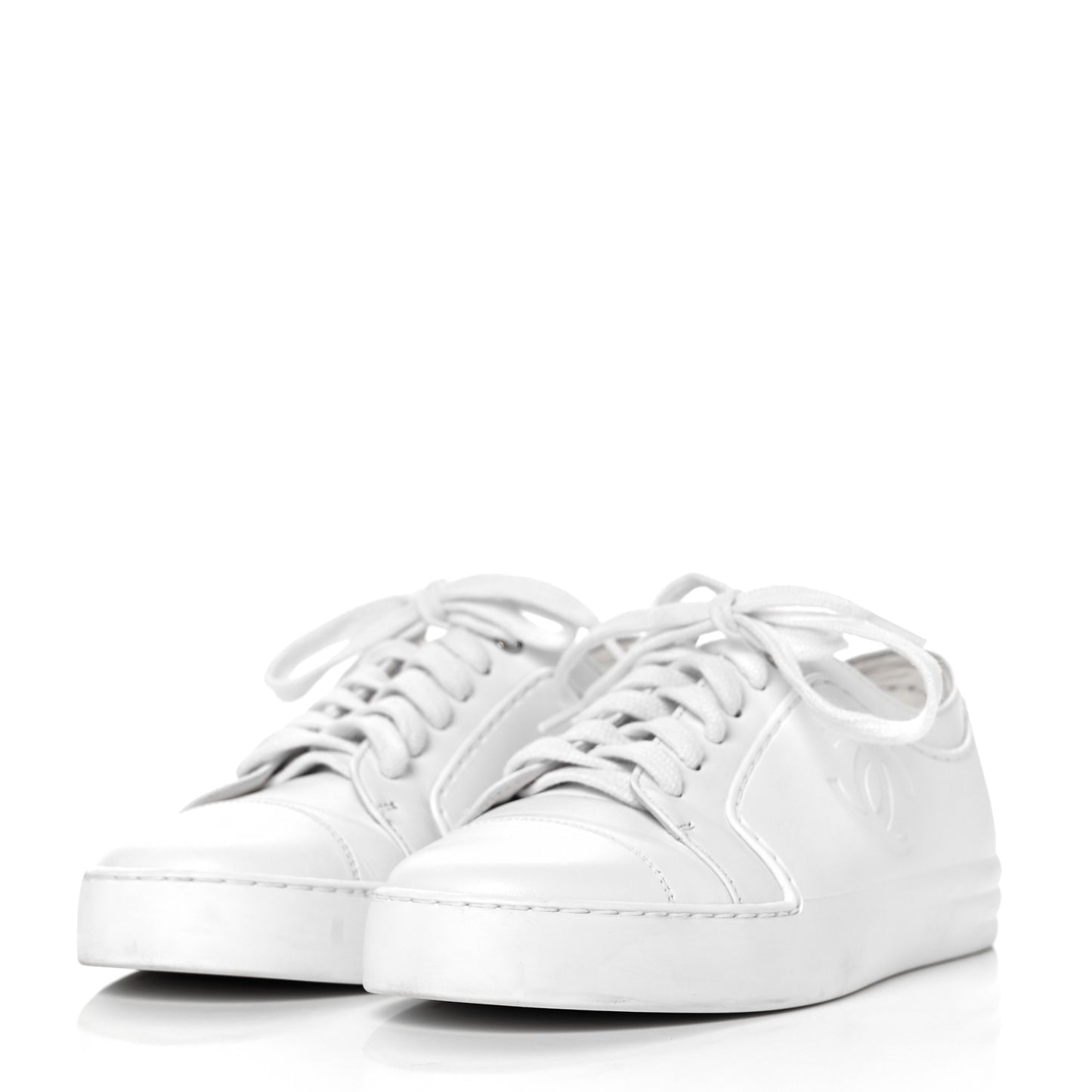 Calfskin Gum Womens CC Sneakers 35 White