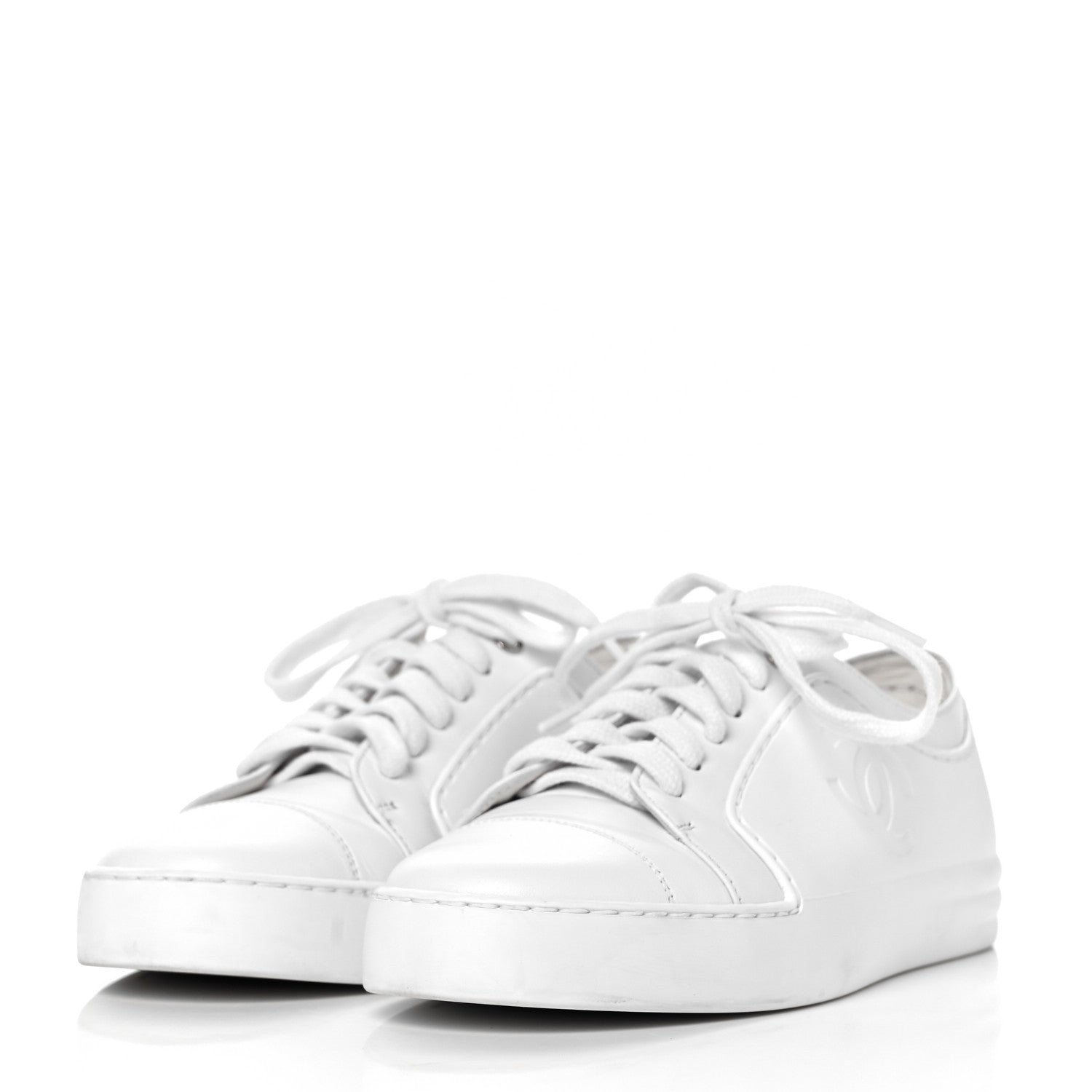 Chanel Calfskin Gum Womens CC Sneakers 35 White 3 of 9