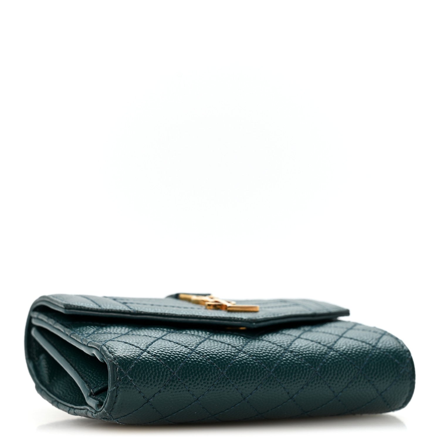 Saint Laurent Grain De Poudre Mixed Matelasse Triquilt Monogram Compact Tri Fold Wallet Sea Turquois 4 of 11