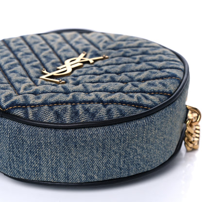 Saint Laurent Denim Quilted Monogram Round Crossbody Bag Rodeo Blue 10 of 10
