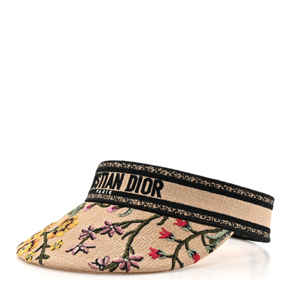 Christian Dior Raffia Embroidered Petites Fleurs Visor Natural 1 of 8