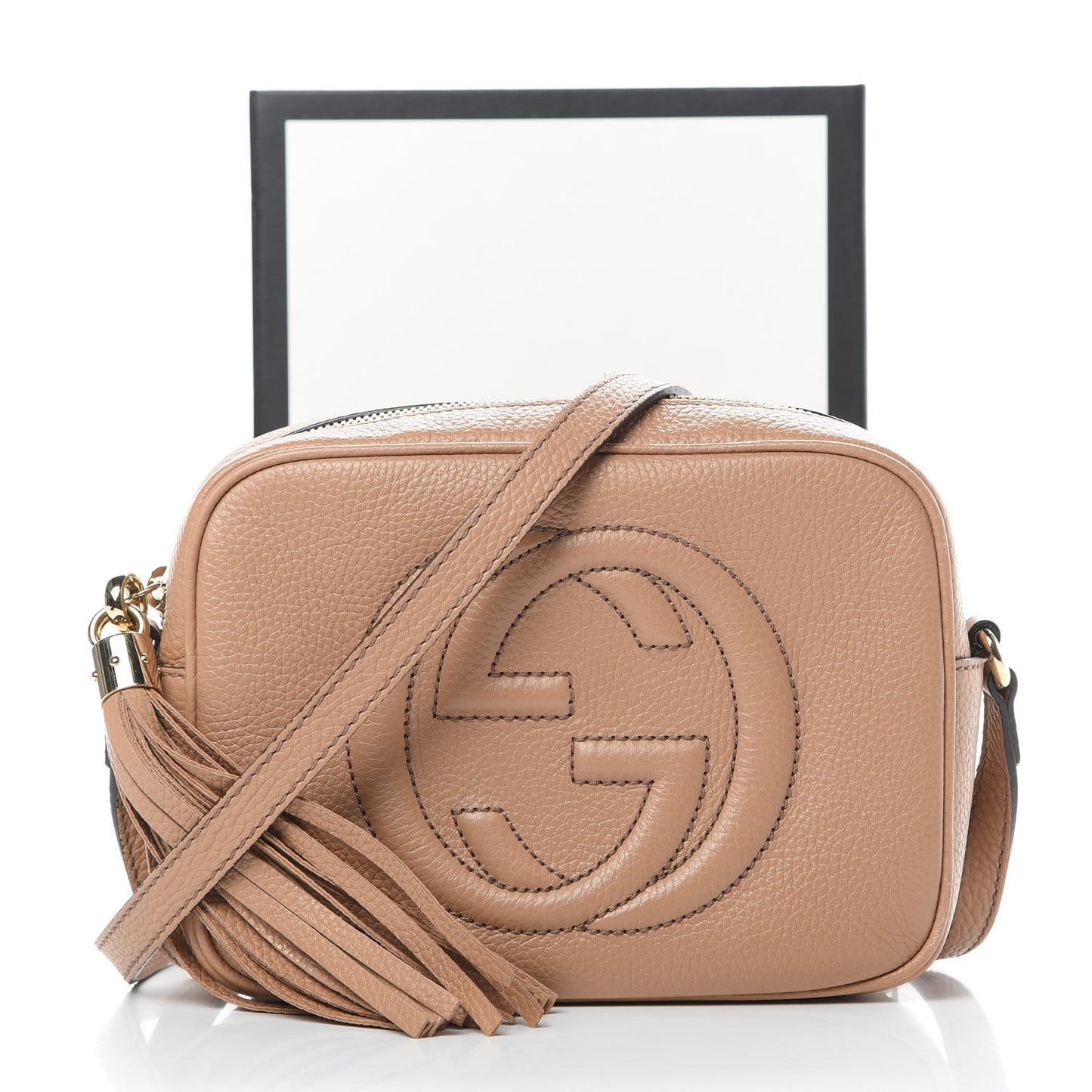 Pebbled Calfskin Small Soho Disco Bag Rose Beige