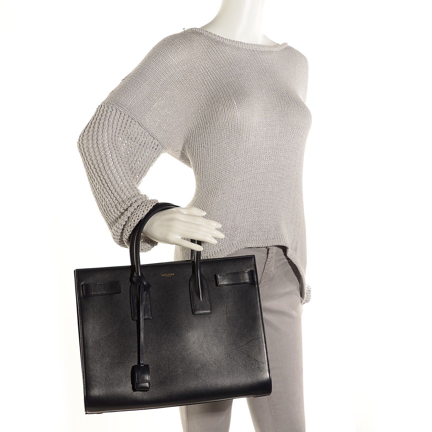 Saint Laurent Calfskin Large Sac de Jour Carryall Navy Blue 2 of 9