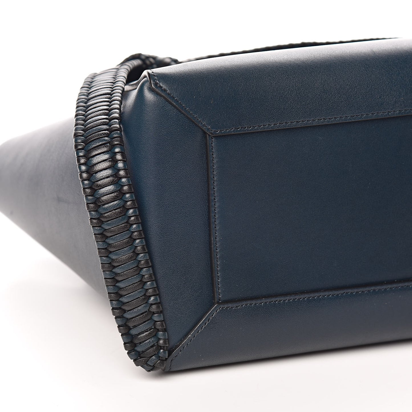 Smooth Calfskin Micro Bi-Color Braided Belt Bag Dark Sea