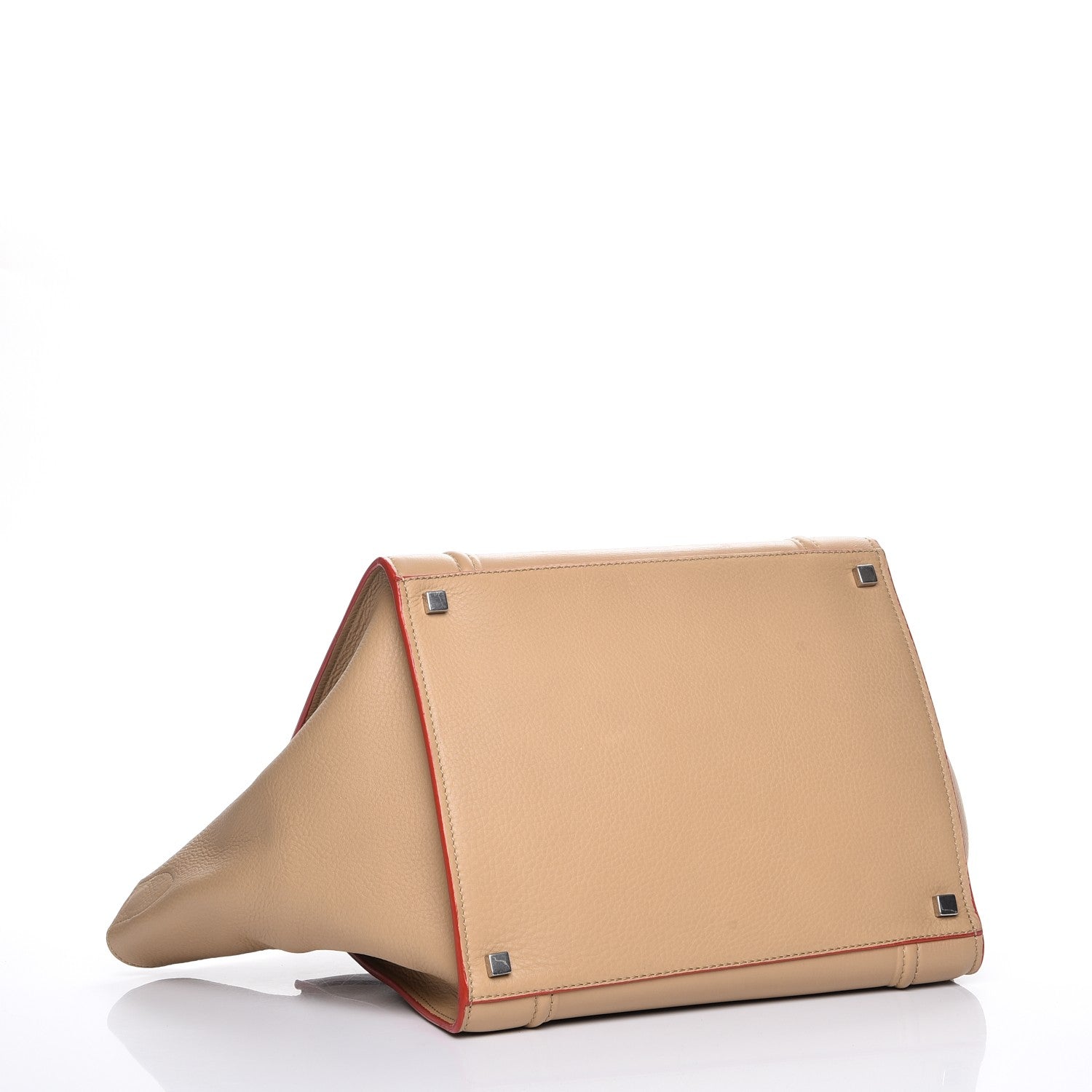 Celine Supple Calfskin Medium Phantom Luggage Beige Orange Trim 4 of 7