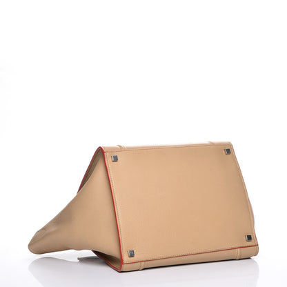 Celine Supple Calfskin Medium Phantom Luggage Beige Orange Trim 4 of 7