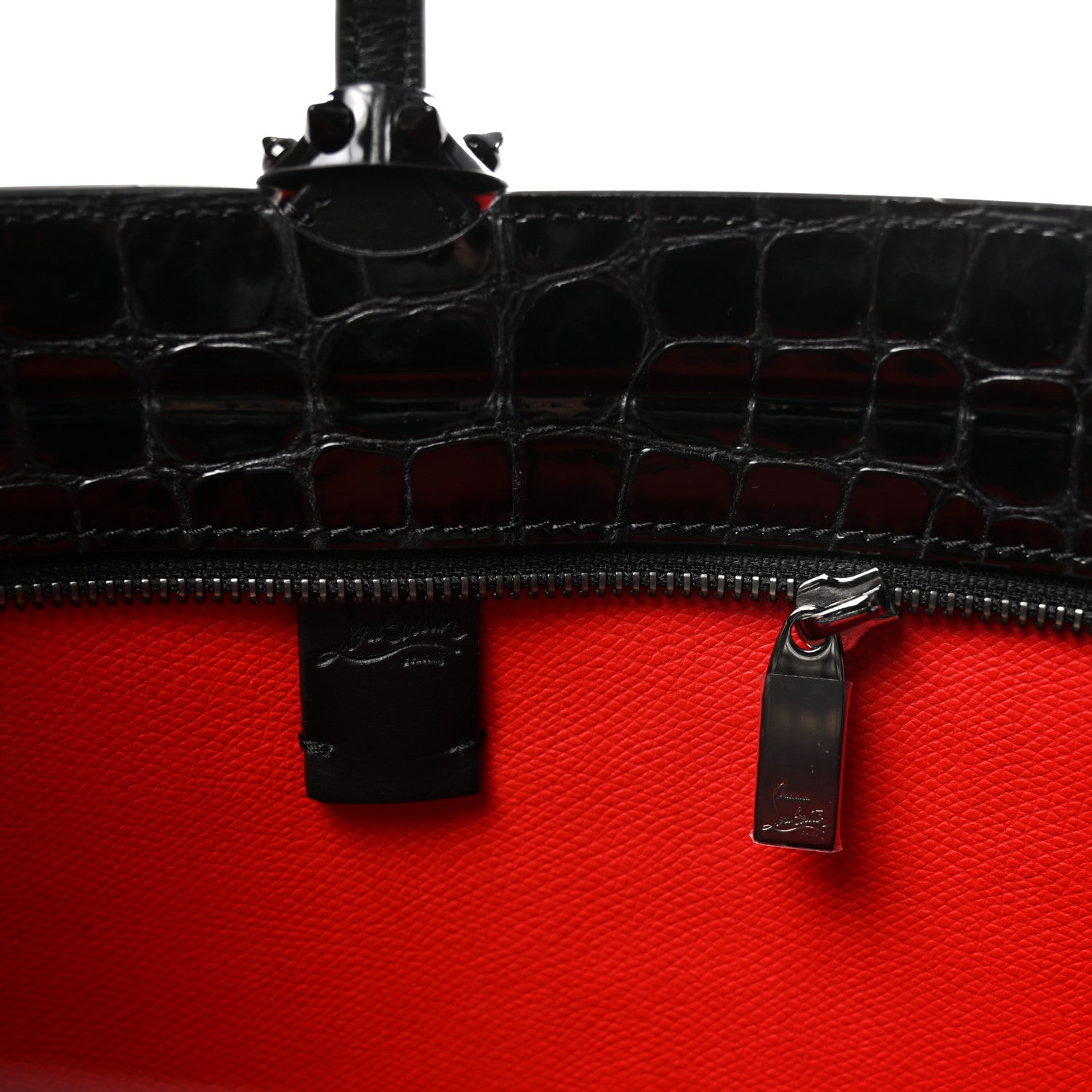 Christian Louboutin Patent Calfskin Crocodile Embossed Spikes
