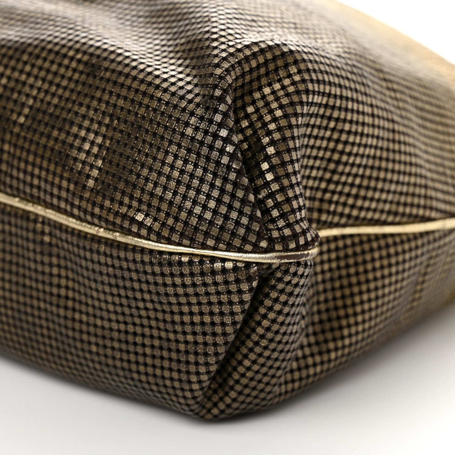 Metallic Perforated Lambskin Hollywood Hobo Gold