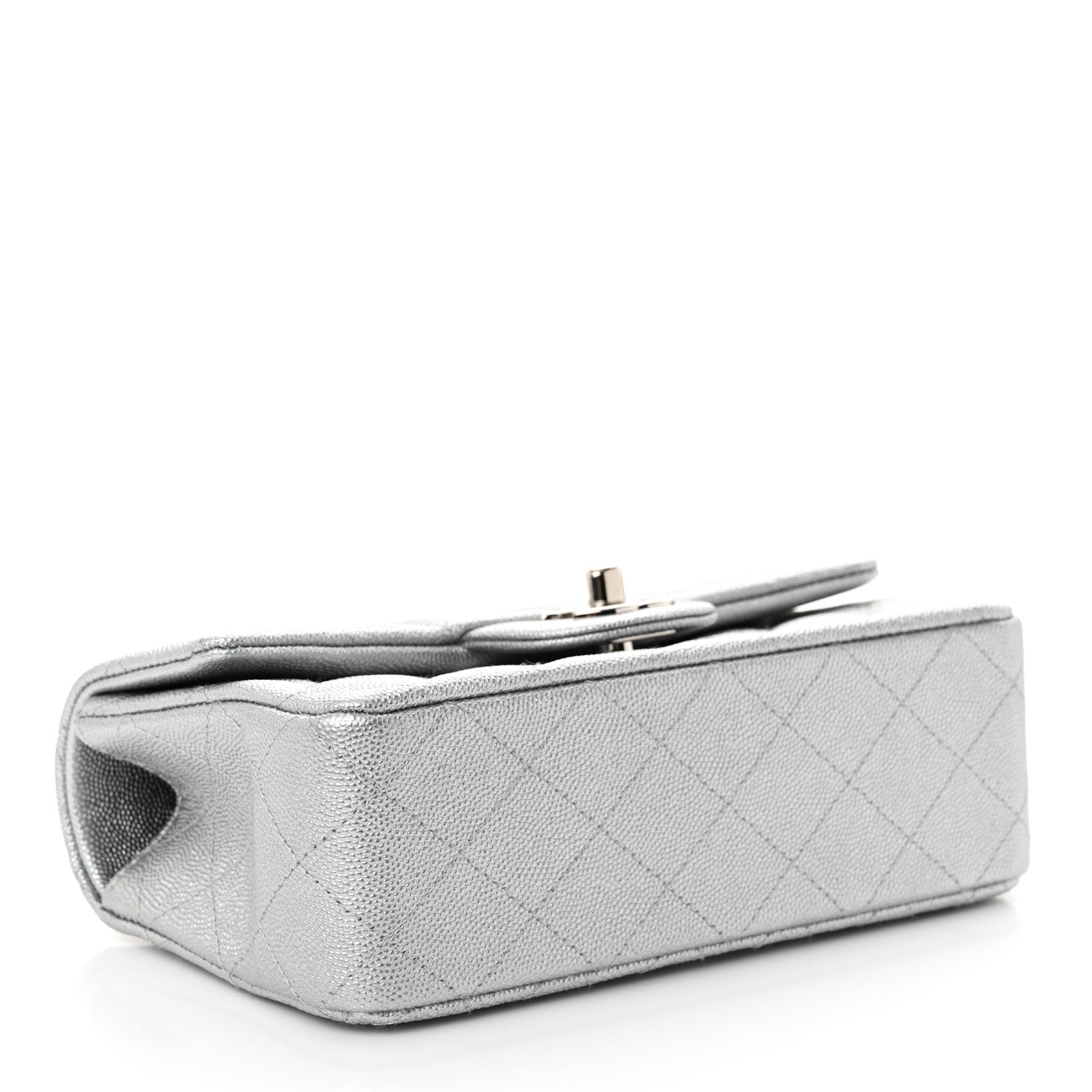 Chanel Metallic Caviar Quilted Mini Top Handle Rectangular Flap Silver 4 of 10
