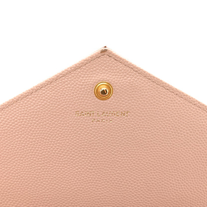Saint Laurent Grain De Poudre Matelasse Chevron Monogram Chain Wallet Pale Blush 7 of 14