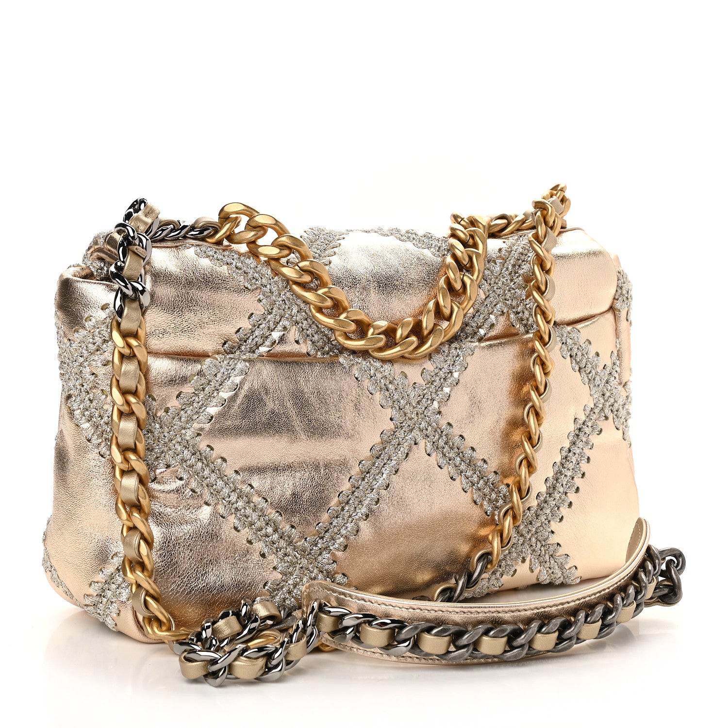 Chanel Metallic Calfskin Crochet Medium Chanel 19 Flap Gold 3 of 9