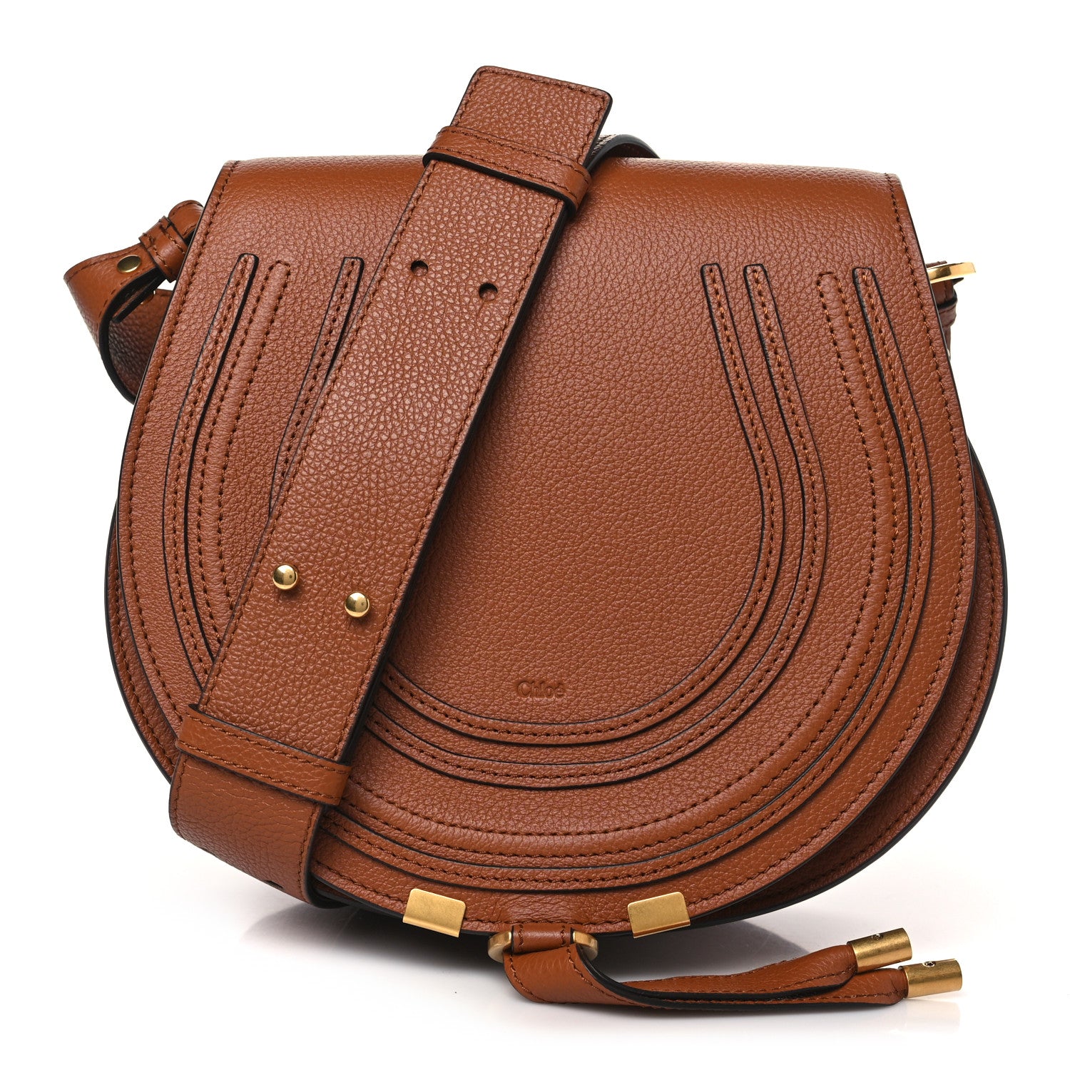 Chloe Calfskin Medium Marcie Round Crossbody Bag Tan 1 of 8