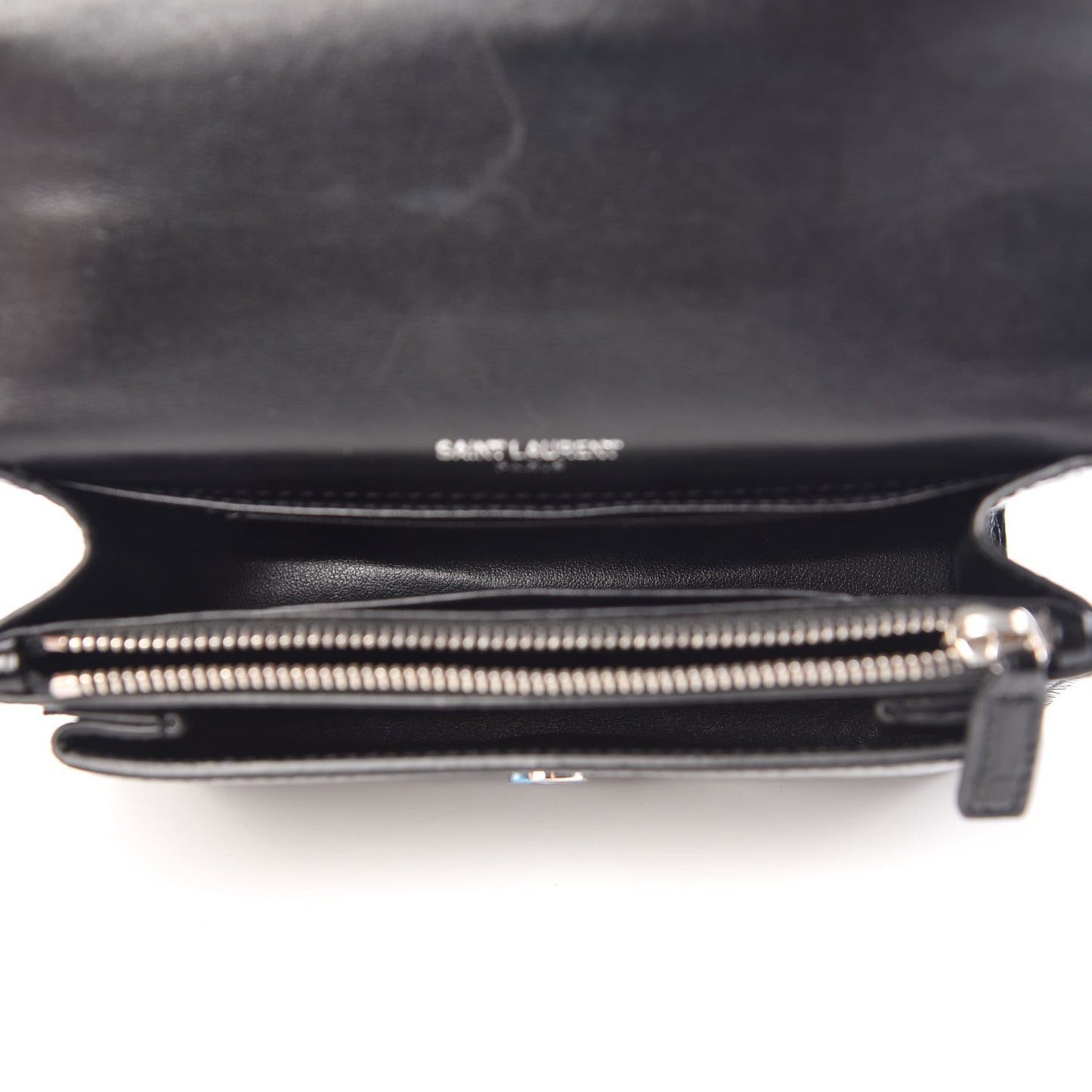 Calfskin Crocodile Embossed Monogram Sunset Chain Wallet Black