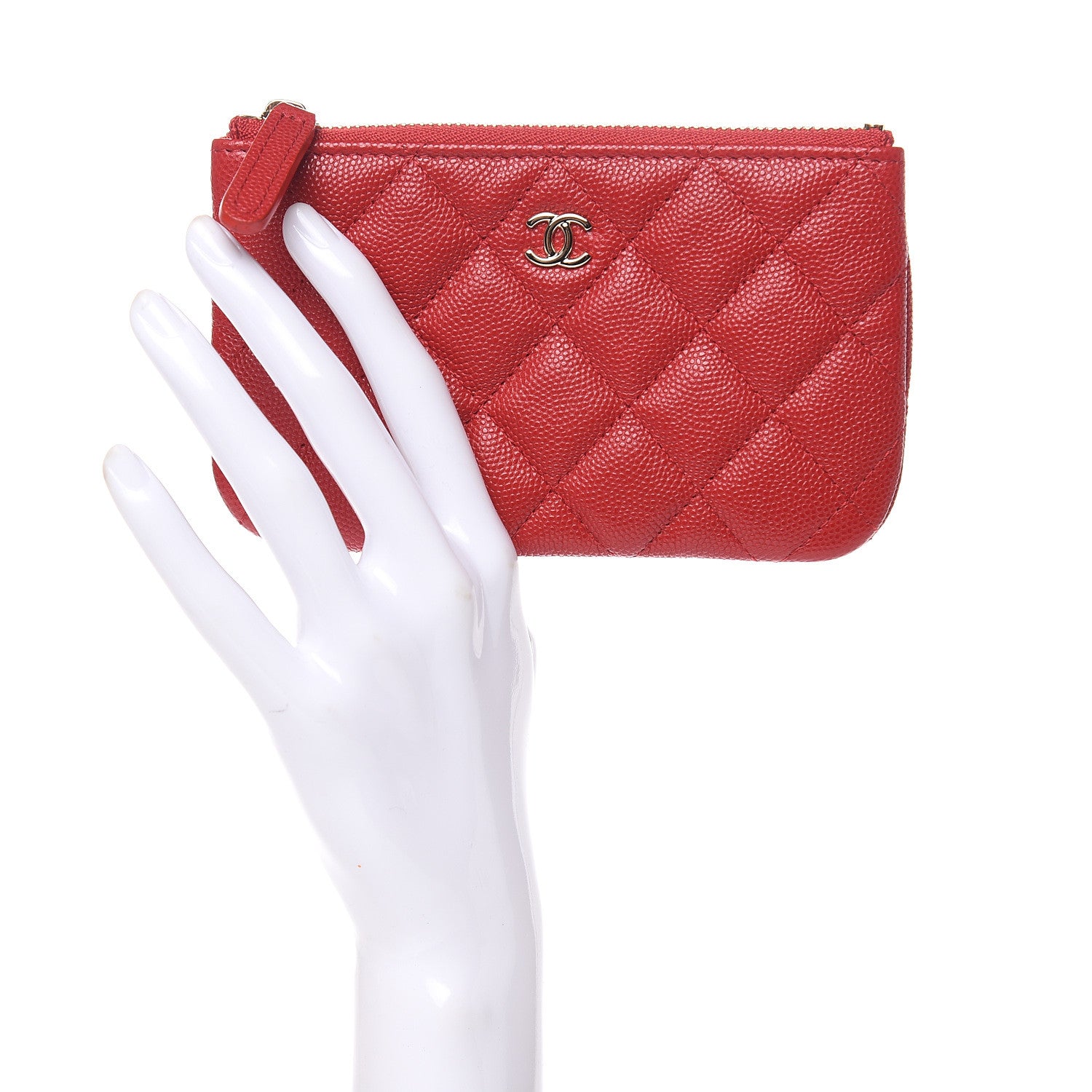 Chanel Caviar Quilted Small Cosmetic Case Red 2 of 8