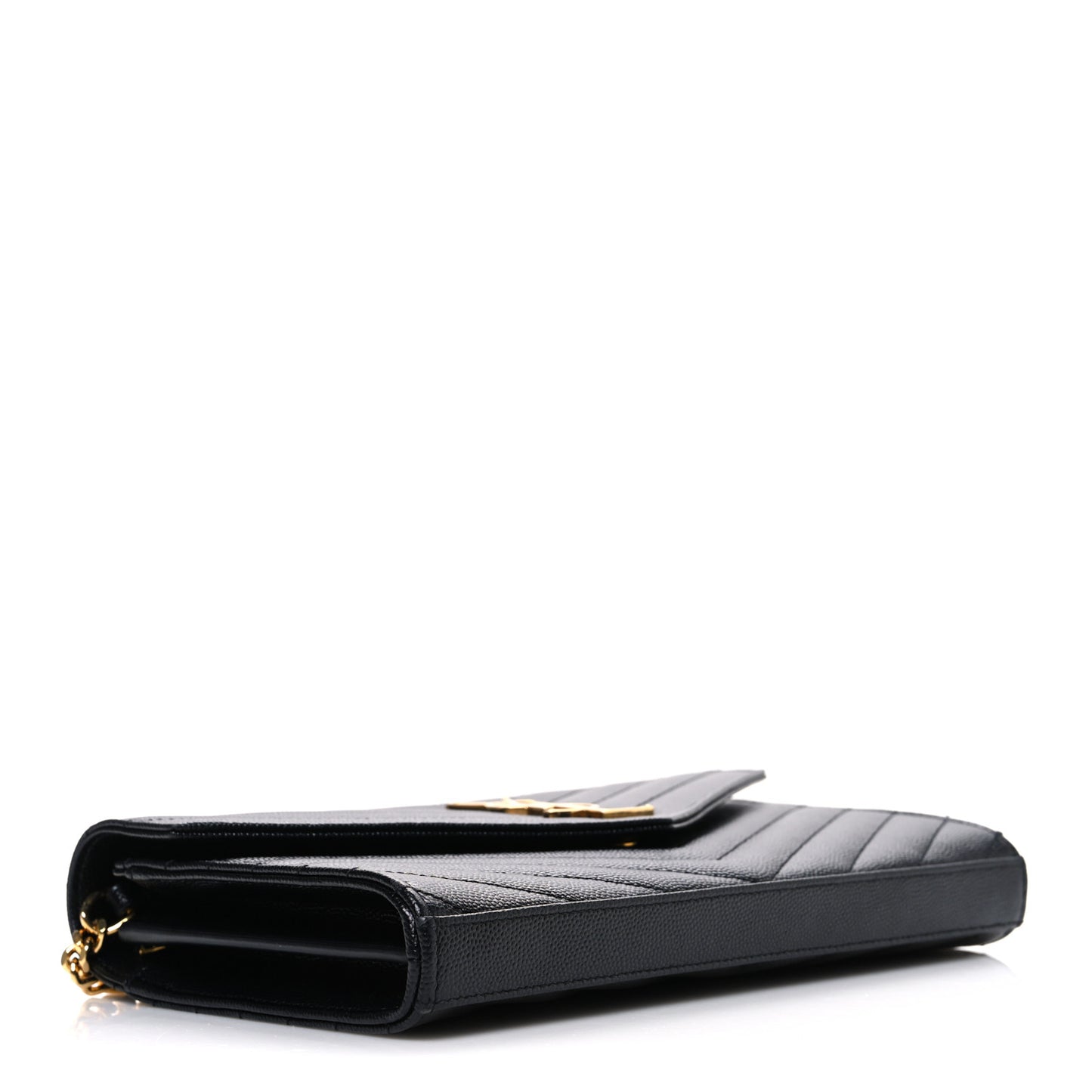 Grain De Poudre Matelasse Chevron Monogram Chain Wallet Black