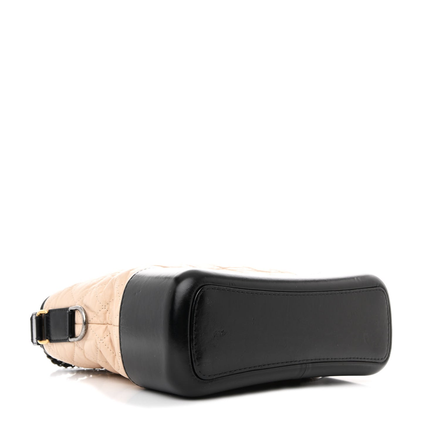 Aged Calfskin Quilted Medium Gabrielle Hobo Beige Black