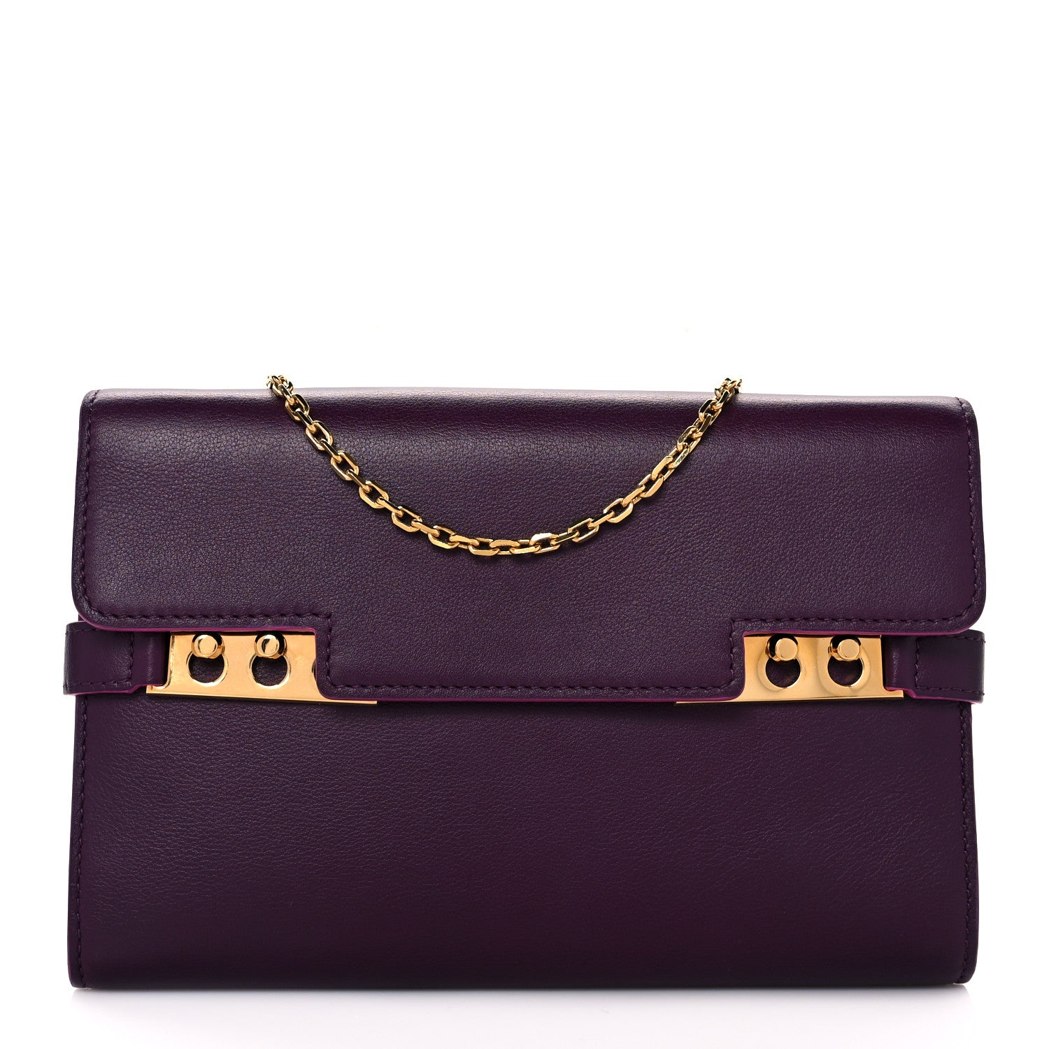 Delvaux Calfskin Tempete Pochette Burgundy 1 of 10